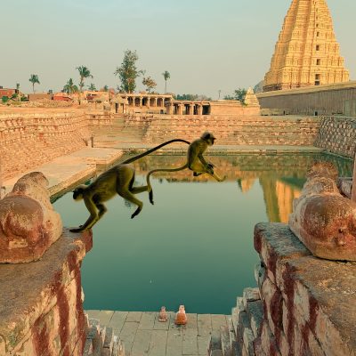 Marcher en conscience et méditer sur le lieu sacré des temples d' Hampi, surgissant des rochers comme un chant intemporel.